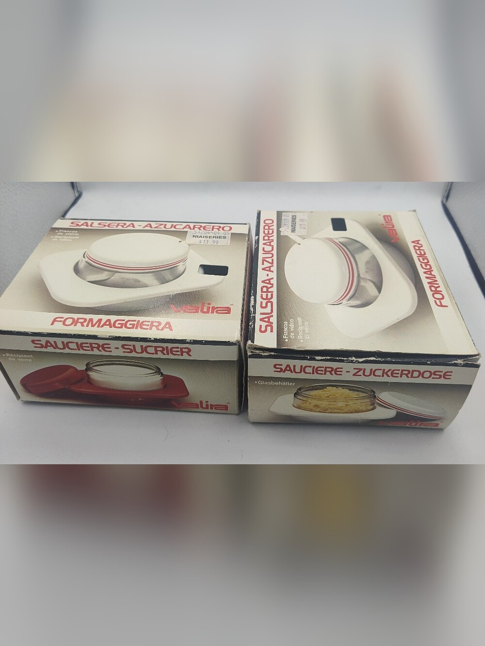NOS? Valira Spain Cheese Sugar Sauce Parmesan Servers MOD Set Of 2
